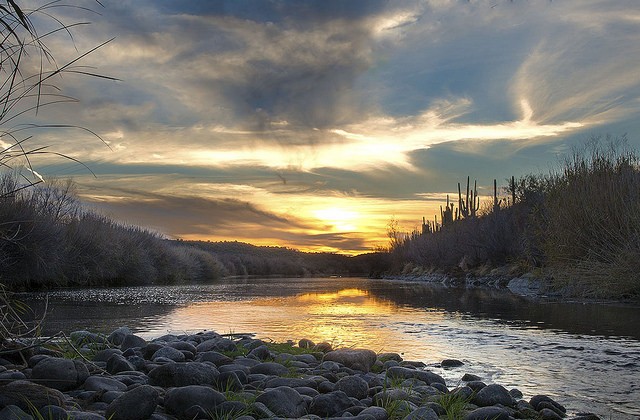 Mesa, AZ, Salt River at Sunset