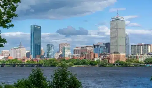 Boston's scenic skyline overlooking the Charles River