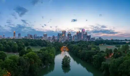 Atlanta, GA overlooking Piedmont Park at dusk