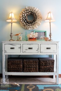 diy basket lid in entryway