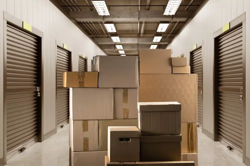 Boxes at a storage facility
