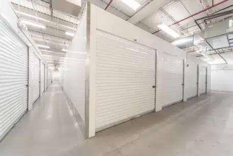 climate control indoor storage units with white doors